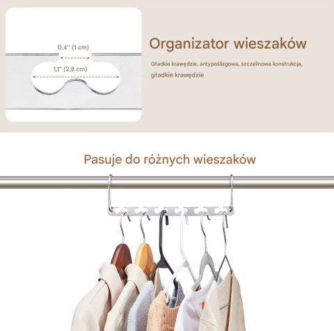 6-otworowy wieszak na ubrania – Metalowy, oszczędzający miejsce uchwyt do szafy 6-otworowy wieszak na ubrania – Metalowy, oszczędzający miejsce uchwyt do szafy