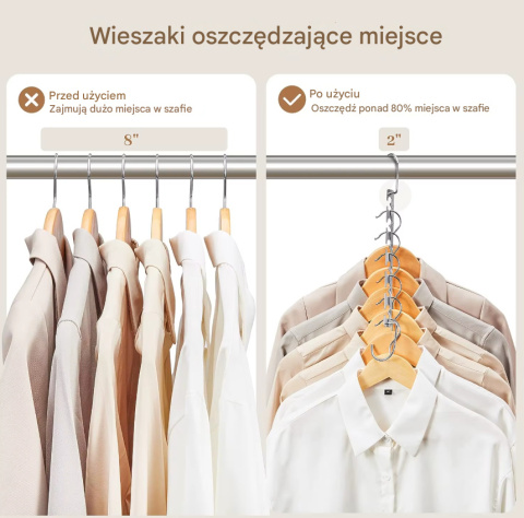 6-otworowy wieszak na ubrania – Metalowy, oszczędzający miejsce uchwyt do szafy 6-otworowy wieszak na ubrania – Metalowy, oszczędzający miejsce uchwyt do szafy