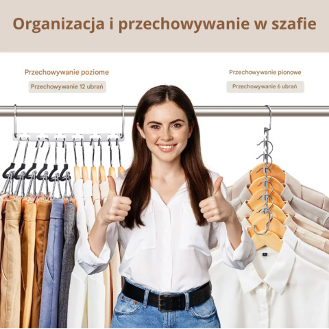 6-otworowy wieszak na ubrania – Metalowy, oszczędzający miejsce uchwyt do szafy 6-otworowy wieszak na ubrania – Metalowy, oszczędzający miejsce uchwyt do szafy